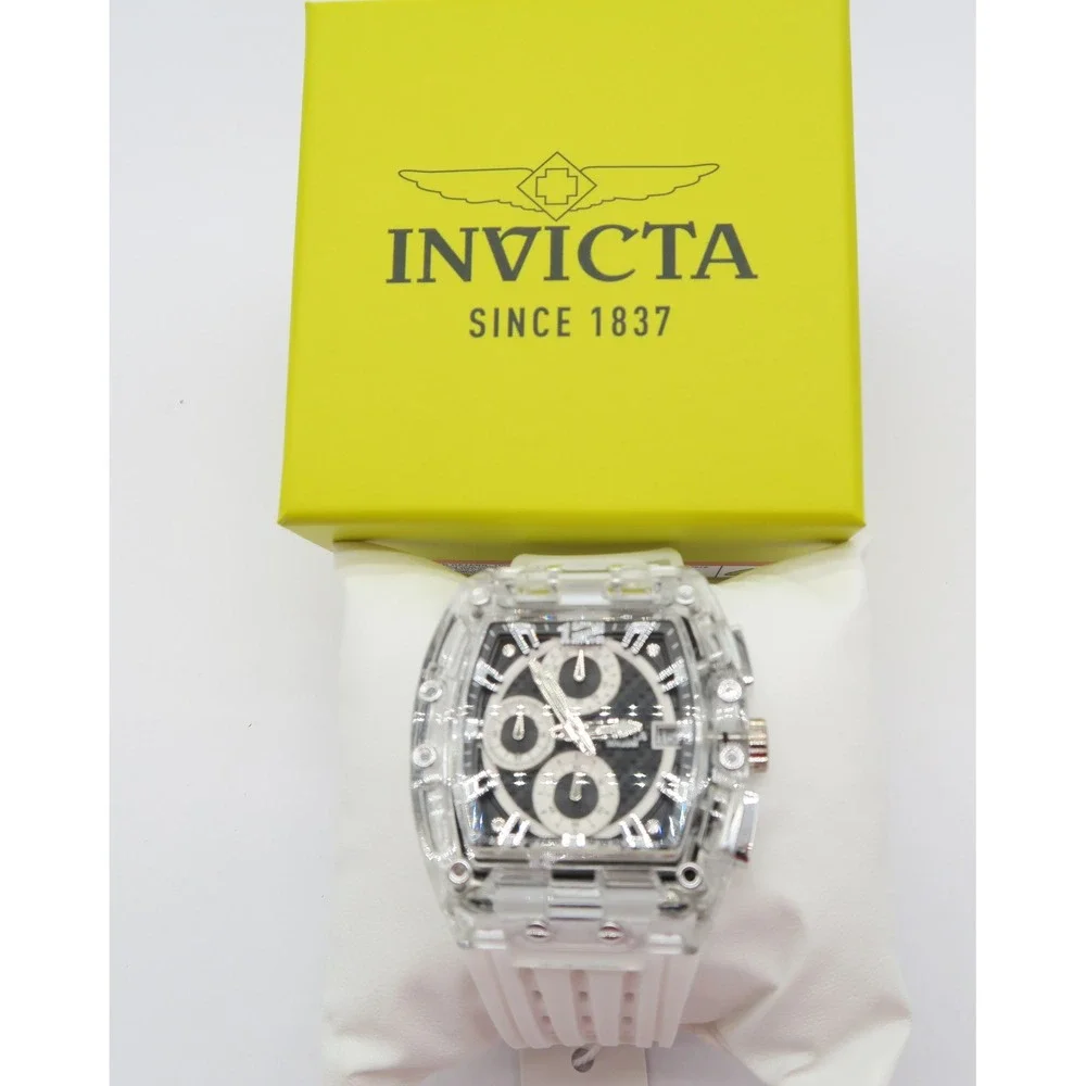 Invicta S1 Rally Allogrip Mens 42mm Chronograph White Silicone Watch 70145 New